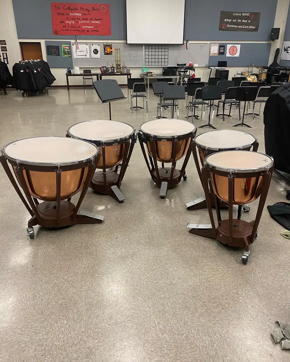A set of Yamaha timpani serviced for Colleyville Heritage High School