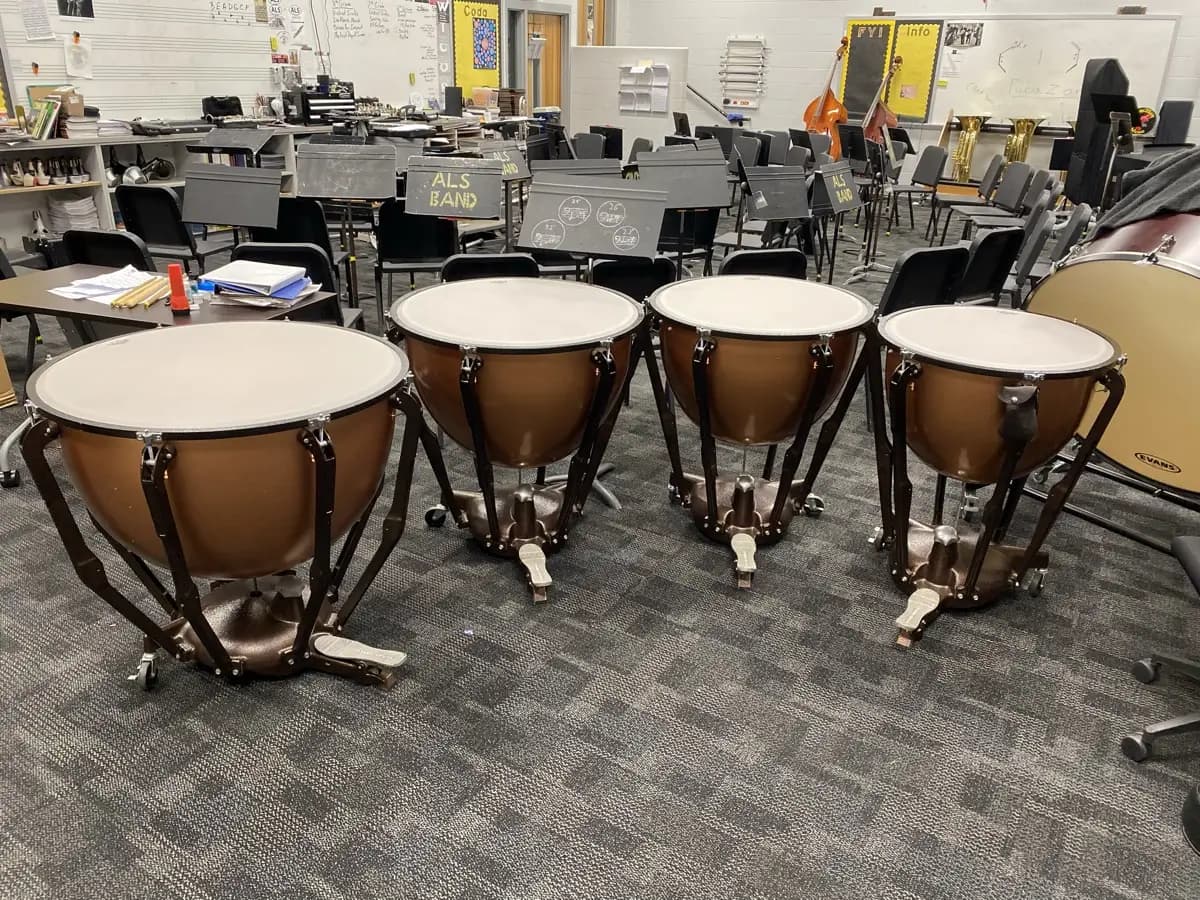 A set of Ludwig Standard timpani serviced for A.L. Stanback Middle School