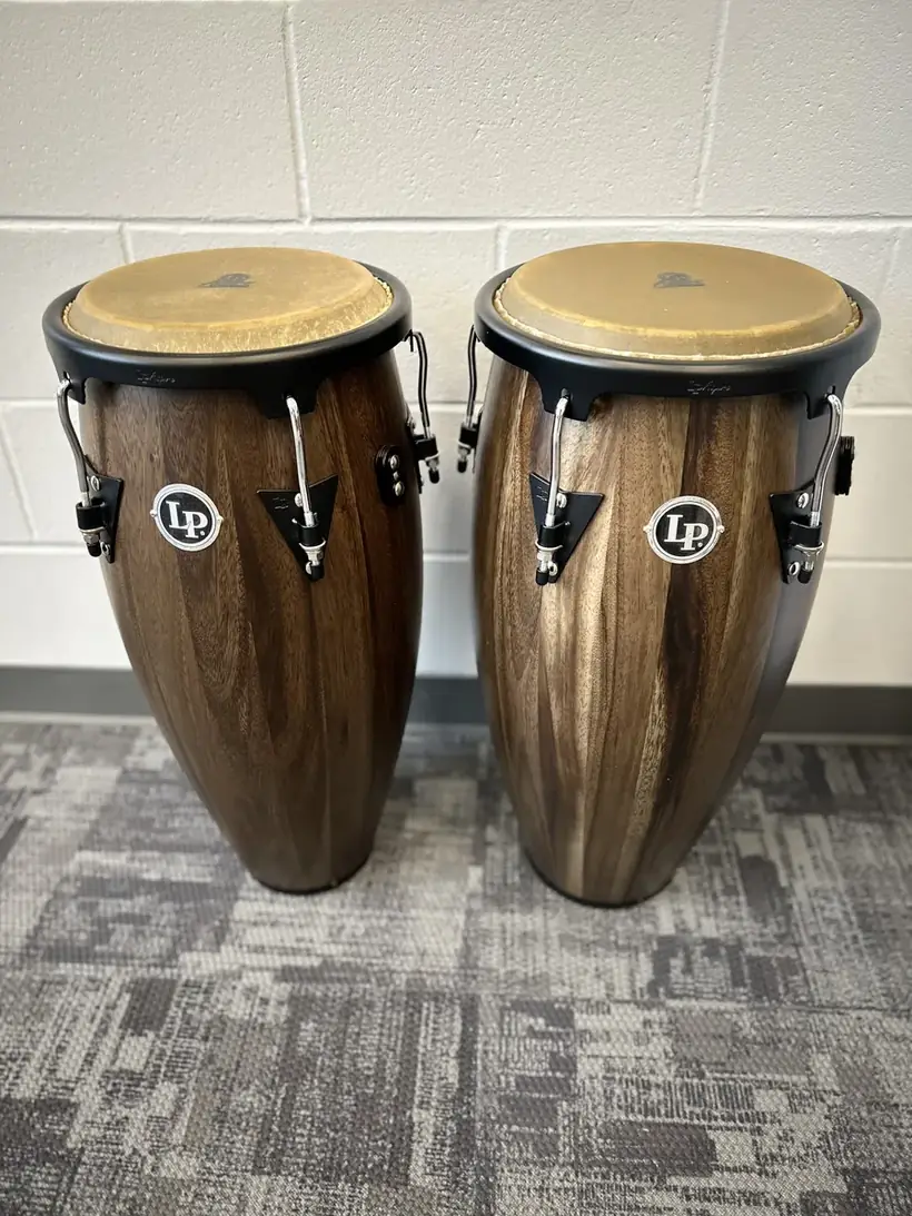 A pair of LP congas side by side