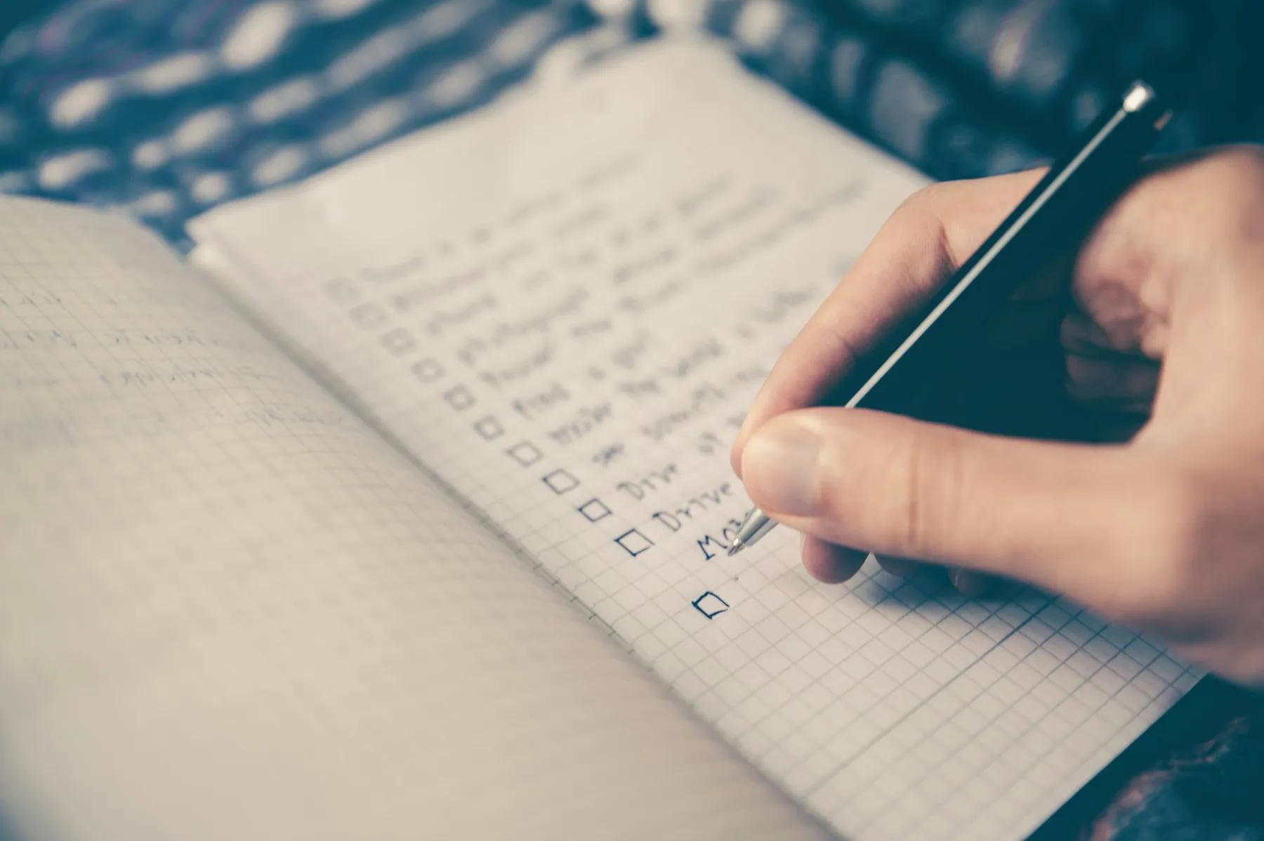 Handwritten maintenance checklist